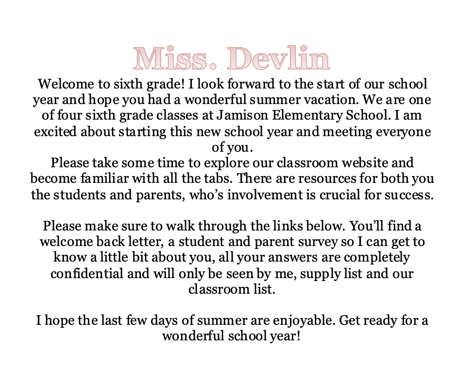 Welcome Letter